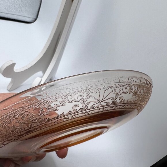 Fostoria Amber #273 Royal Glass Etched Saucer Saucers 1922-33 Lady Leg 869 Opti - Picture 4 of 8